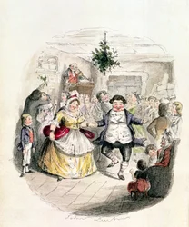 Hr. Fezziwigs bal, fra «Et juleeventyr» af Charles Dickens (1812-70), 1843